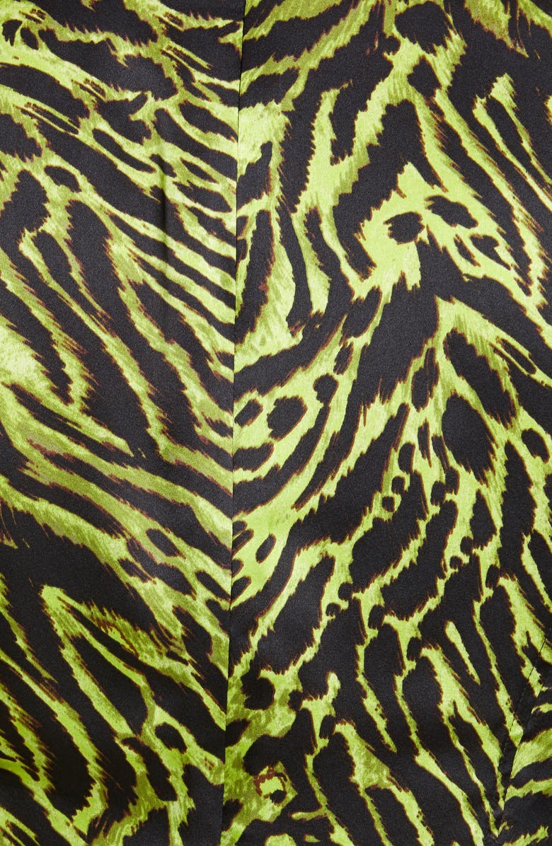 Ganni Tiger Print Silk Satin Blouse, Alternate, color, 