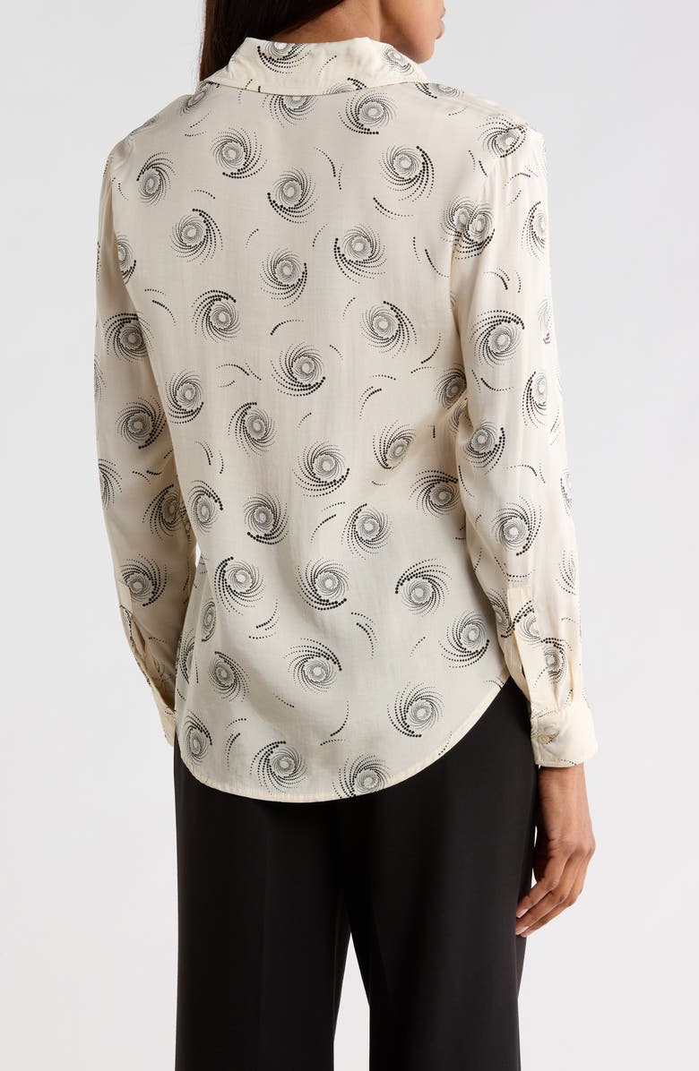 JASON WU Swirl Twill Button-Up Shirt, Alternate, color, Beige Ground/ Black Swirls