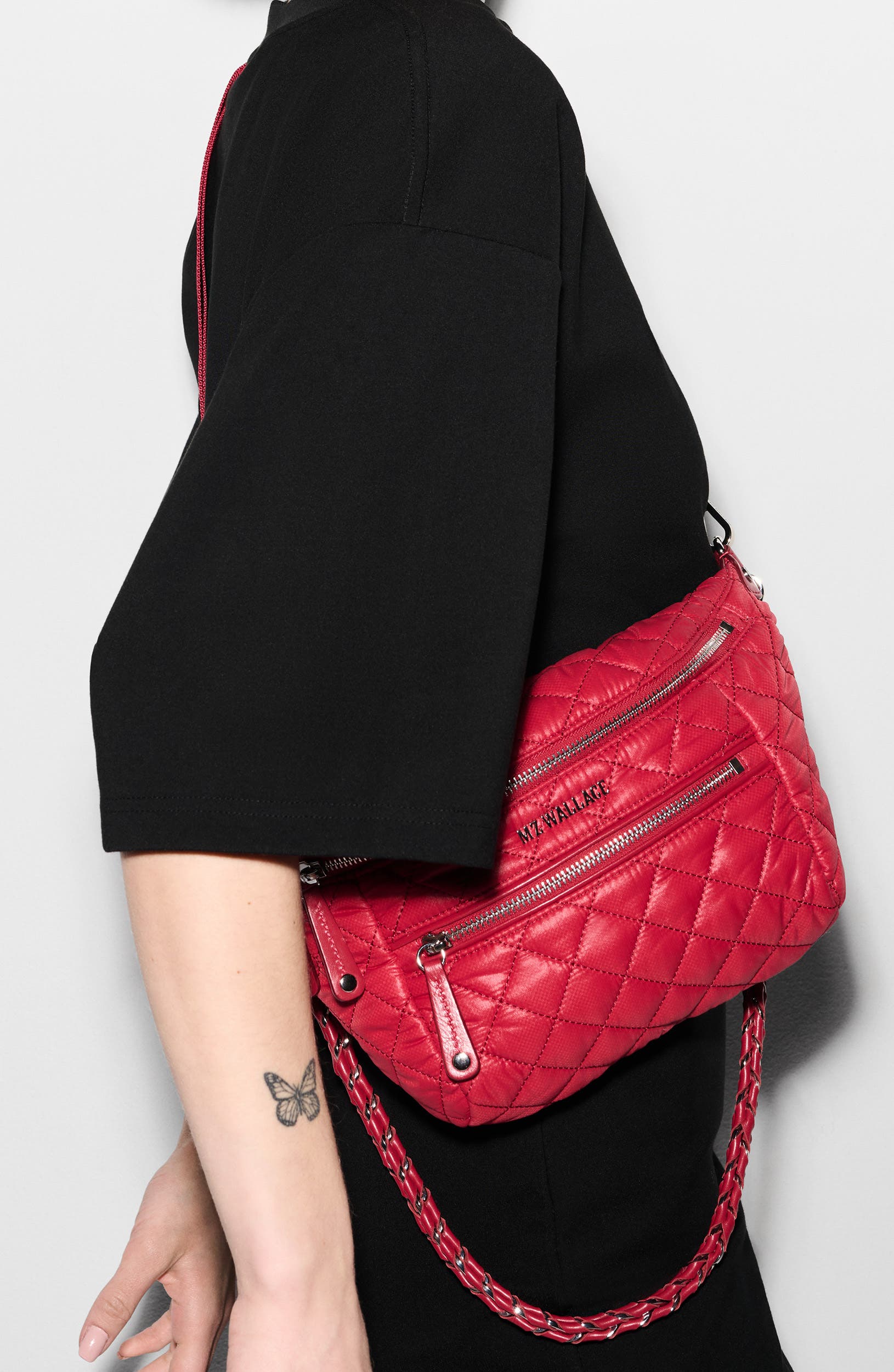 MZ Wallace Small Crosby Quilted Nylon Convertible Sling Bag, Alternate, color, 