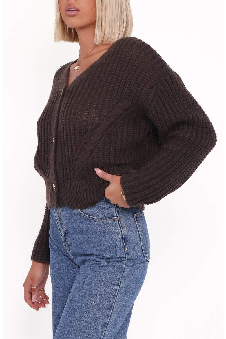 Henderson Chunky Knit Cardigan, Alternate, color, BROWN