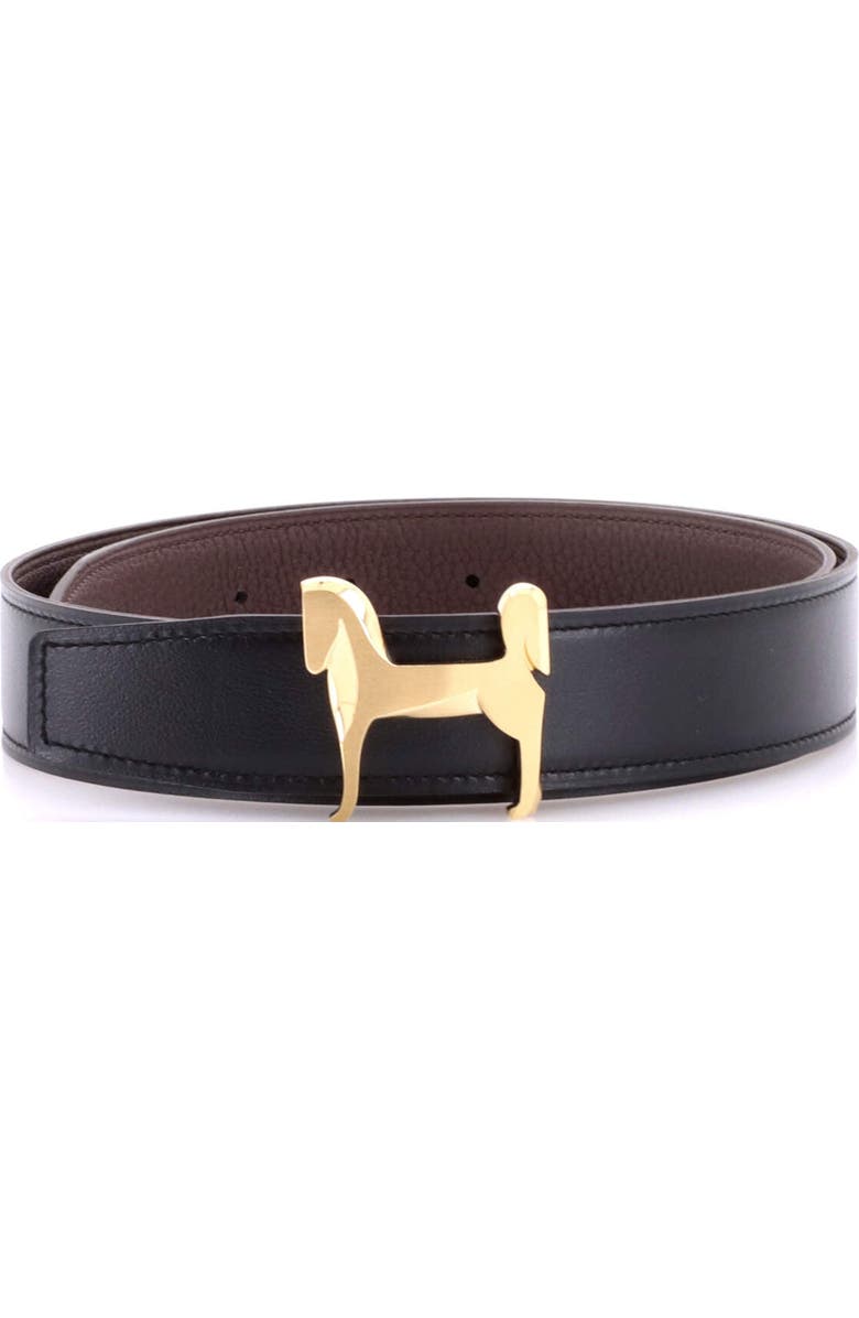 Pre-Owned Hermes Panache Reversible Belt Leather Medium, Main, color, Black