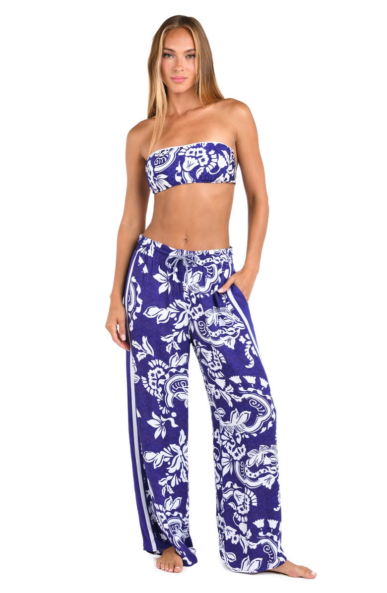 Sunshine 79 Flower Beach Cover-Up Pants, Alternate, color, Ultramarine