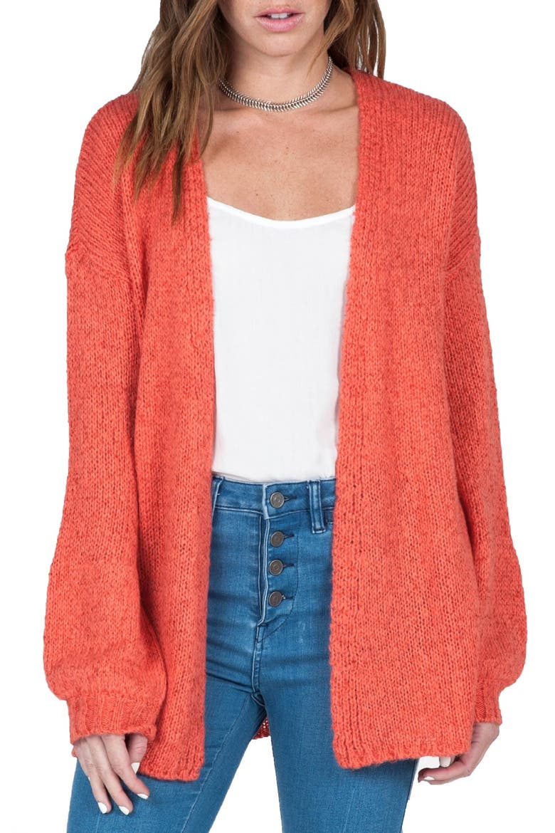 'Mellow Bellow' Open Cardigan, Main, color, GRAPEFRUIT