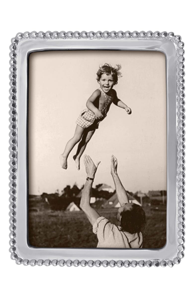 Mariposa Pearled Trim Picture Frame, Main, color, Silver