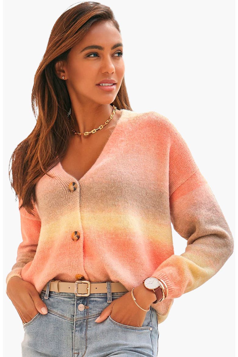 Ombre Cardigan, Main, color, Apricot Yellow