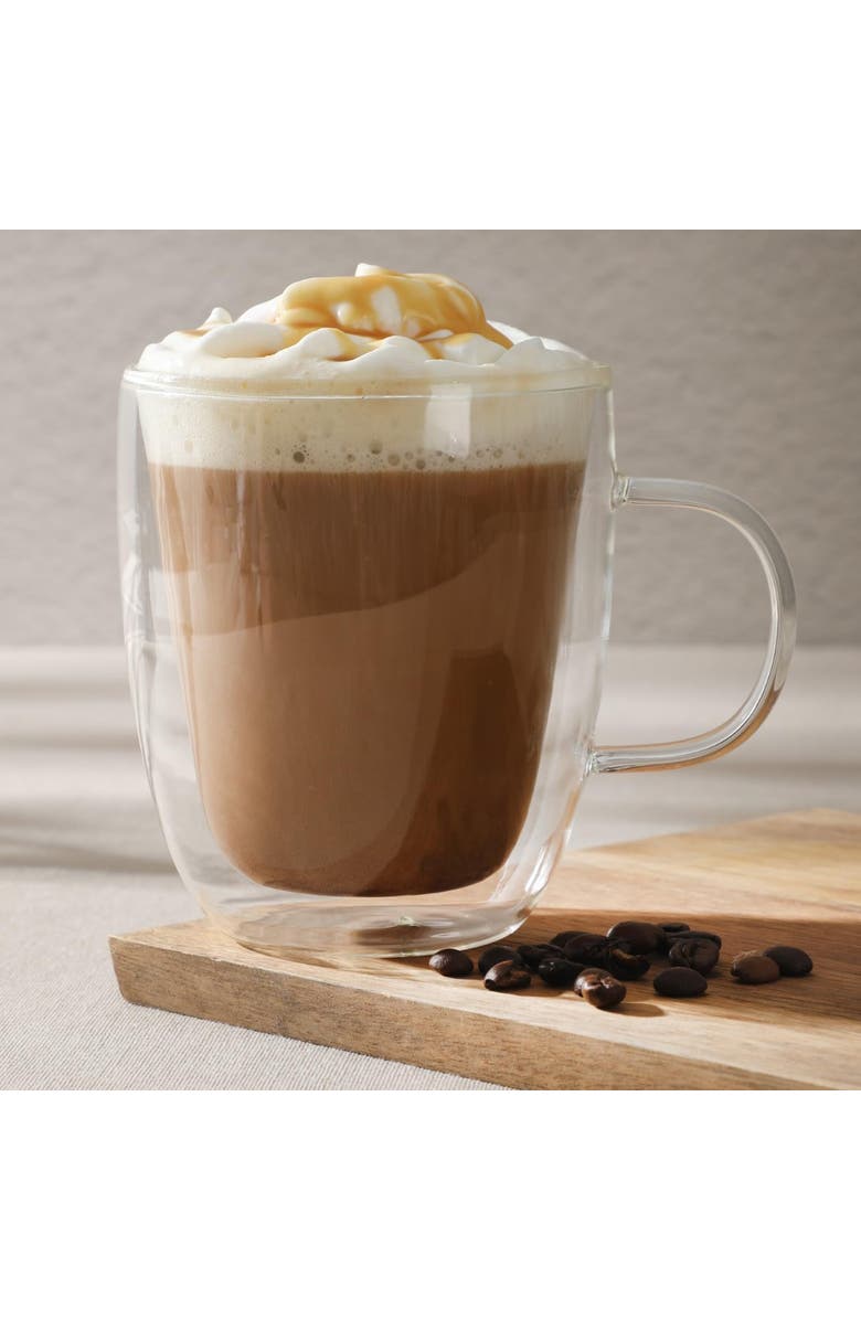 Mr. Coffee Retro Machiatto 2 piece 16 Ounce Double Wall Insulated Glass Mug Set, Alternate, color, Clear