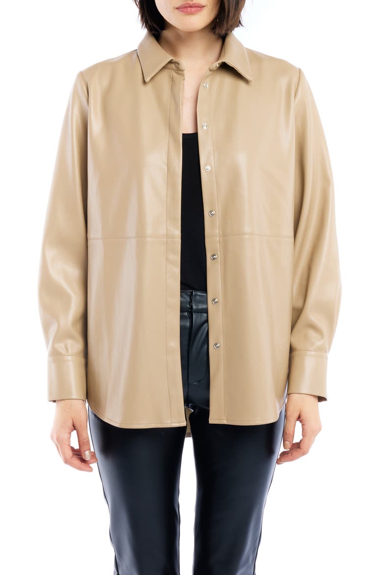 Max Faux Leather Shirt, Main, color, TAUPE