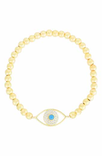 Sterling Silver & CZ Evil Eye Stretch Bracelet