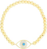 SPHERA MILANO Sterling Silver & CZ Evil Eye Stretch Bracelet