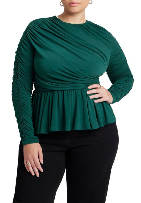 Shirred Peplum Top (Plus Available)