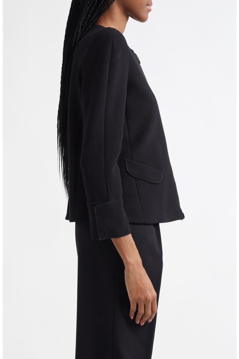 Ottoman Stretch Cotton Short Jacket, Alternate, color, BLACK