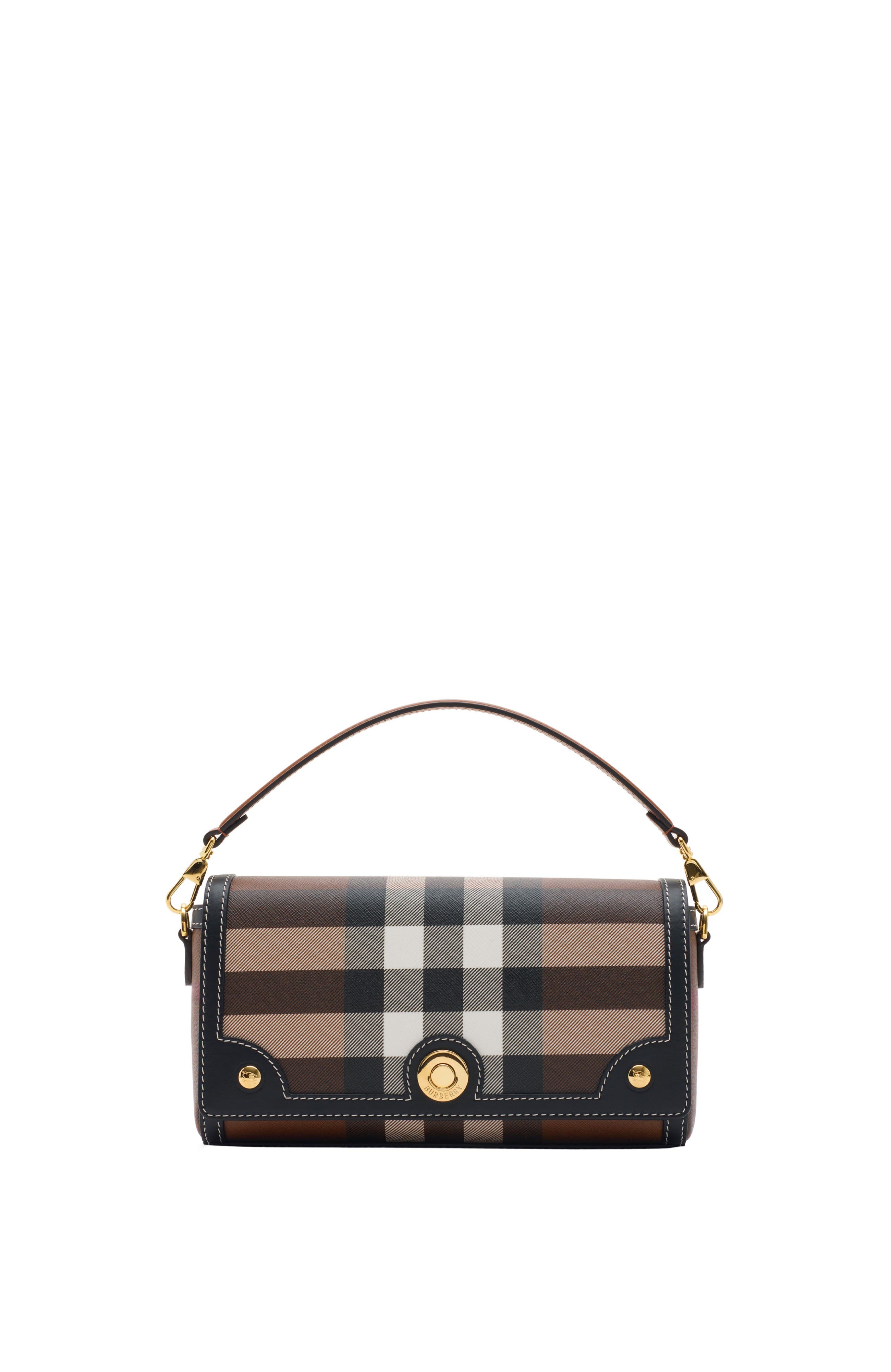 Burberry Top Handle Note Bag, Main, color, Dark Birch Brown