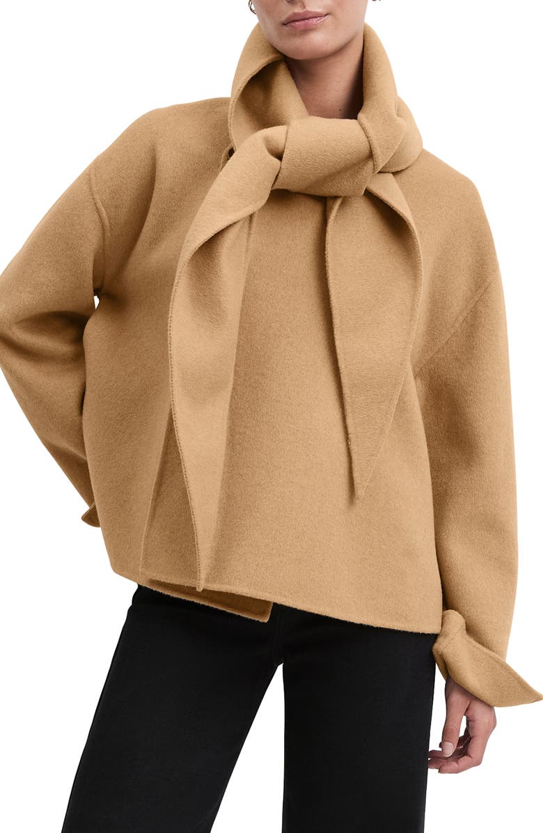 Favorite Daughter The Jamie Wool Blend Scarf Coat, Main, color, Camel
