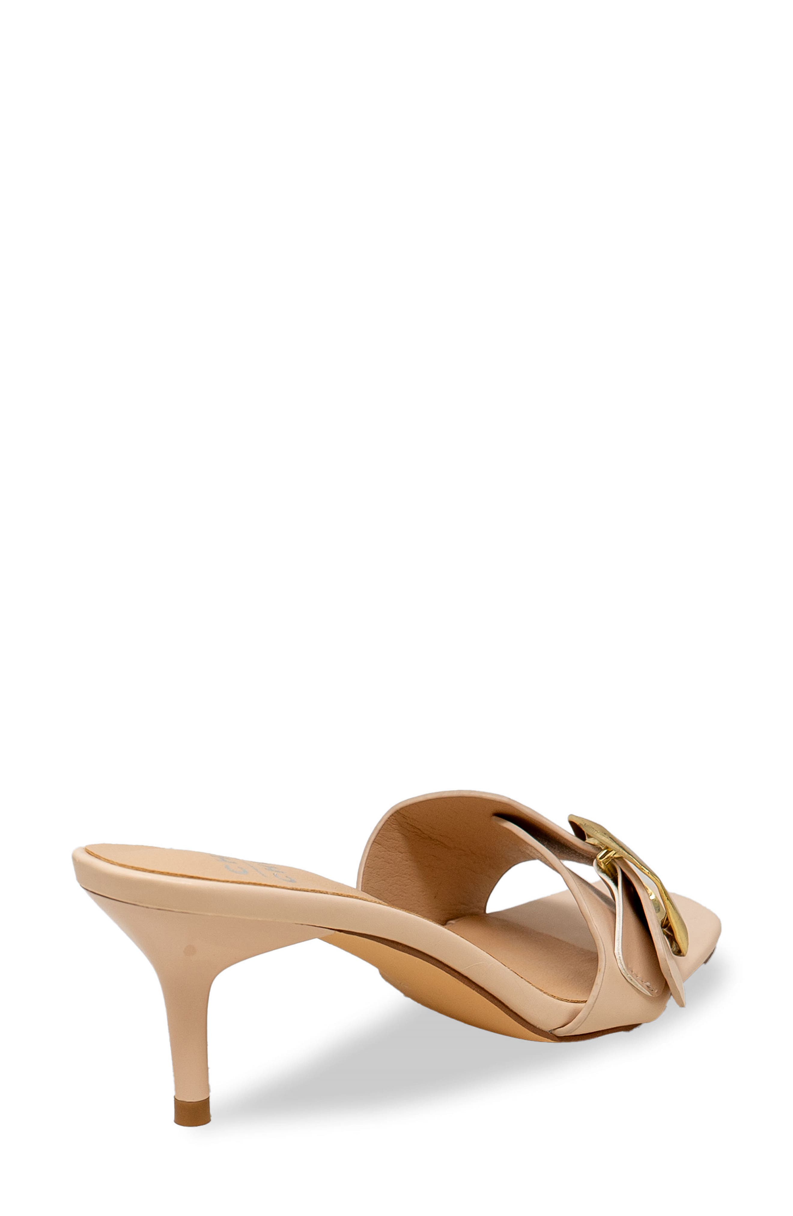 Nailee Buckle Slide Sandal, Alternate, color, BEIGE PU