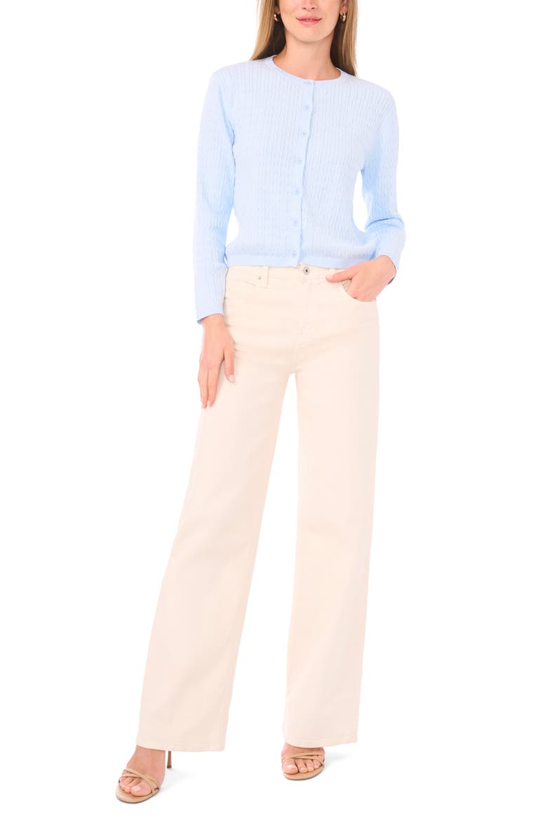 Halogen<sup>®</sup> Cotton Cable Knit Crop Cardigan, Alternate, color, Swift Blue