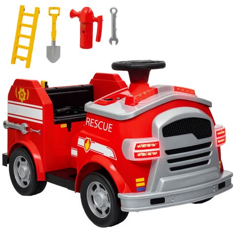 12V Kids Ride on Fire Truck w/ Siren, Flashing Lights