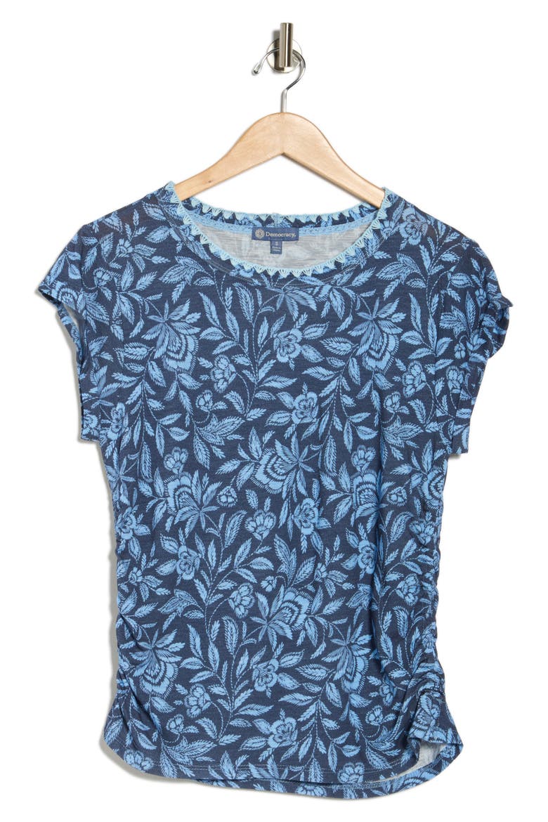 Cap Sleeve Ruched Top, Alternate, color, PROVENCE BLUE