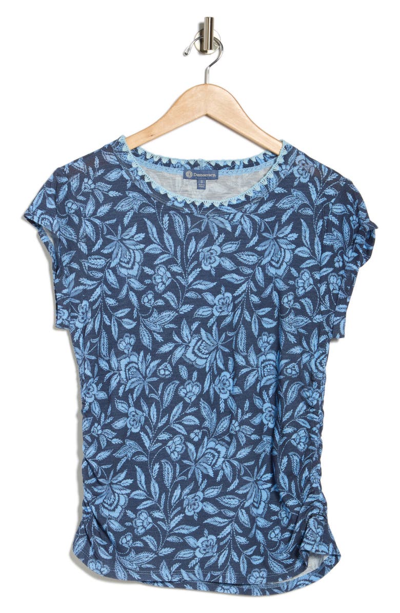 Democracy Cap Sleeve Ruched Top, Alternate, color, Provence Blue
