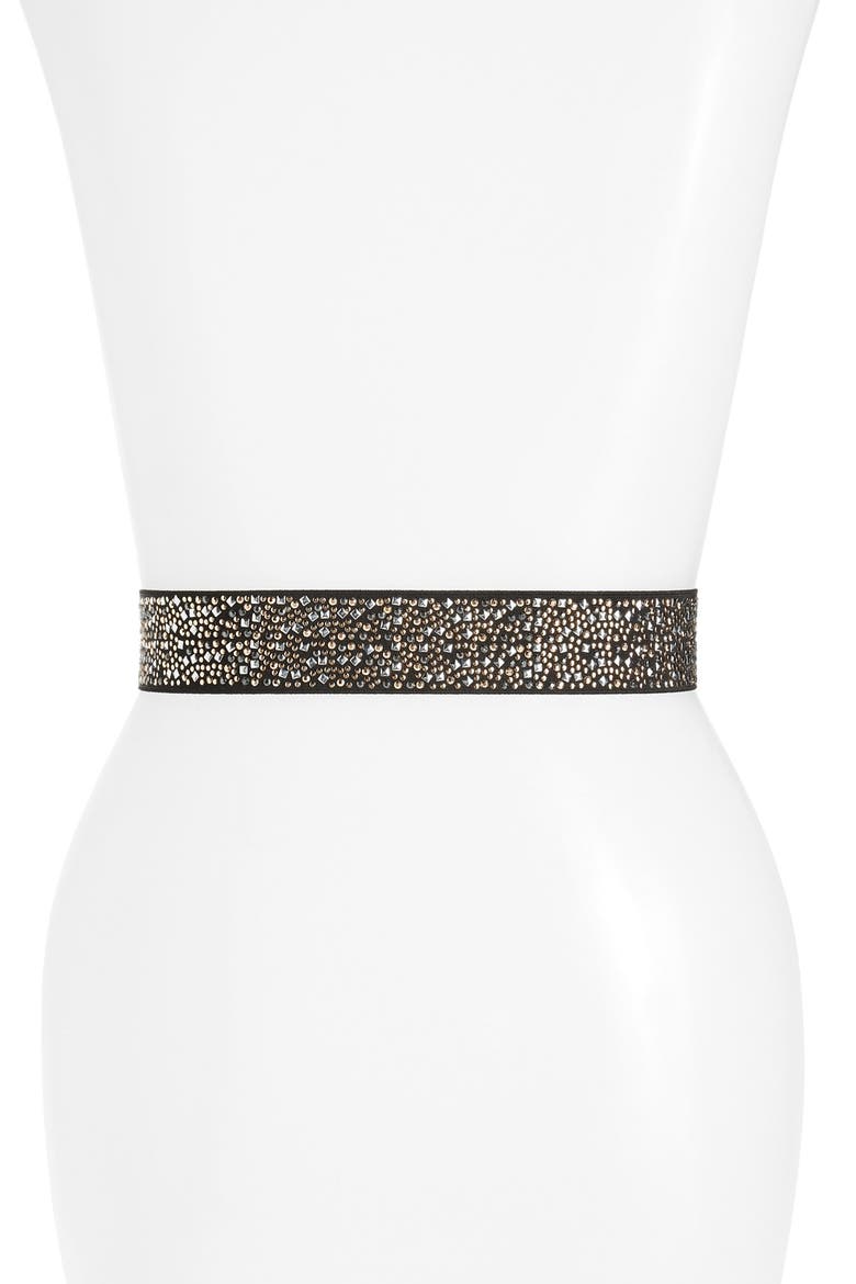 Studded Stretch Belt, Alternate, color, BLACK