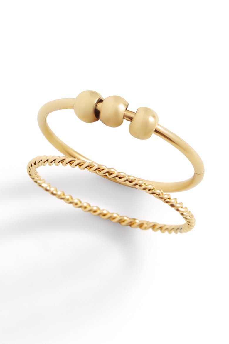 Dainty Stackable Beaded Fidget Set Ring, Main, color, Gold-Tone