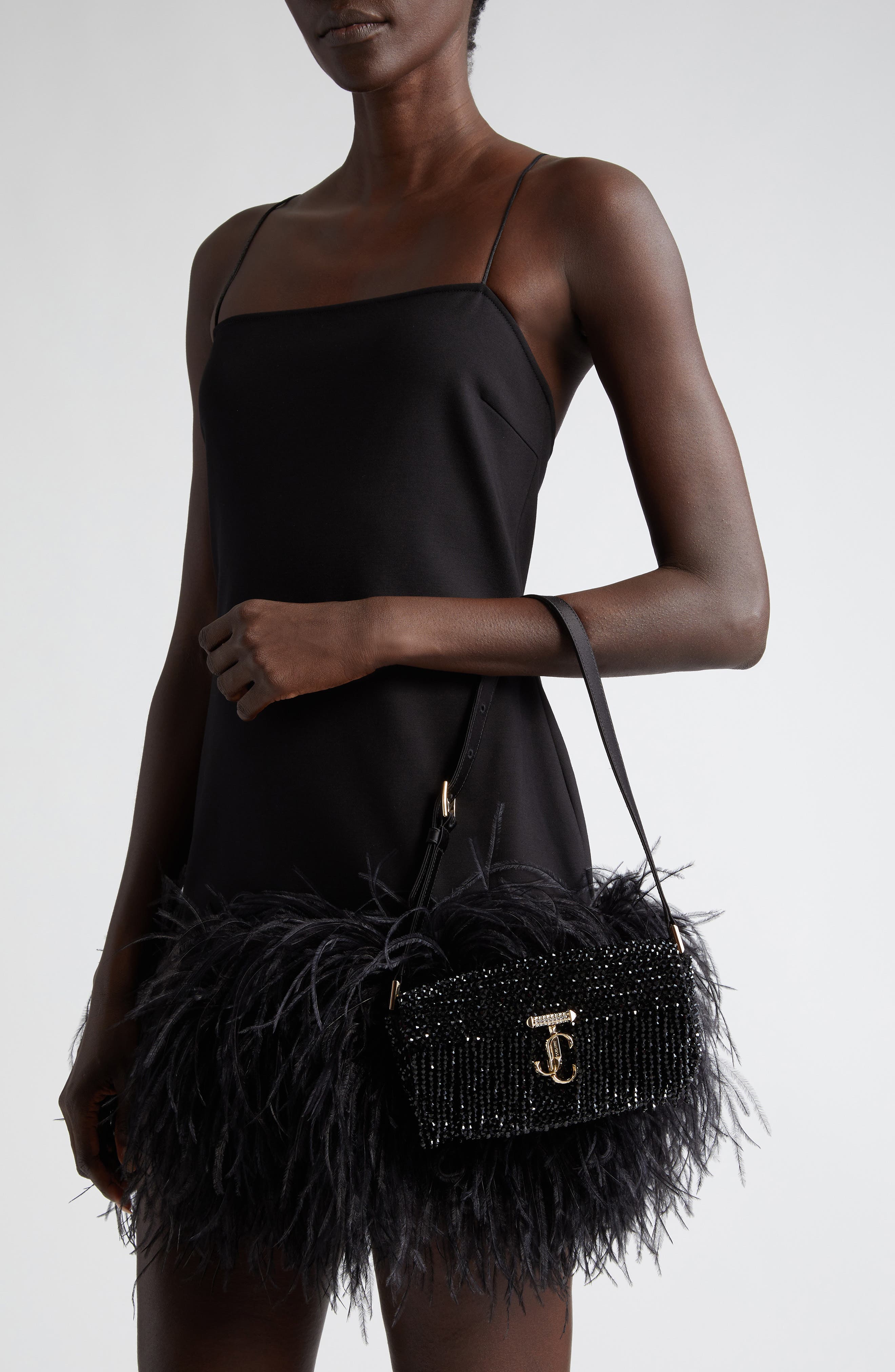 Jimmy Choo Mini Avenue Beaded Shoulder Bag, Alternate, color, 