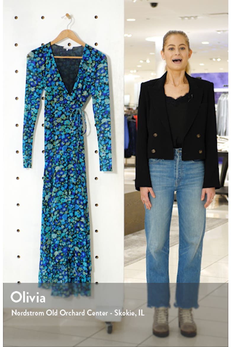 Floral Print Mesh Long Sleeve Maxi Wrap Dress video