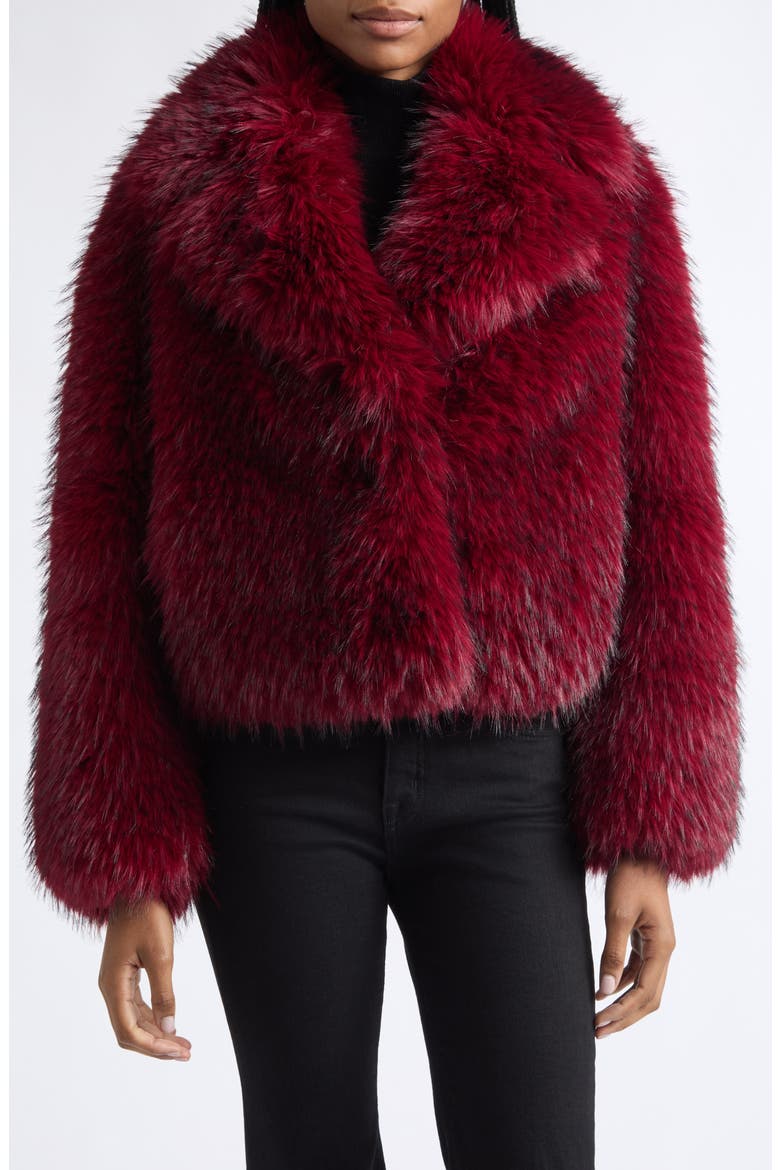 Samara Faux Fur Jacket, Main, color, DARK RASPBERRY