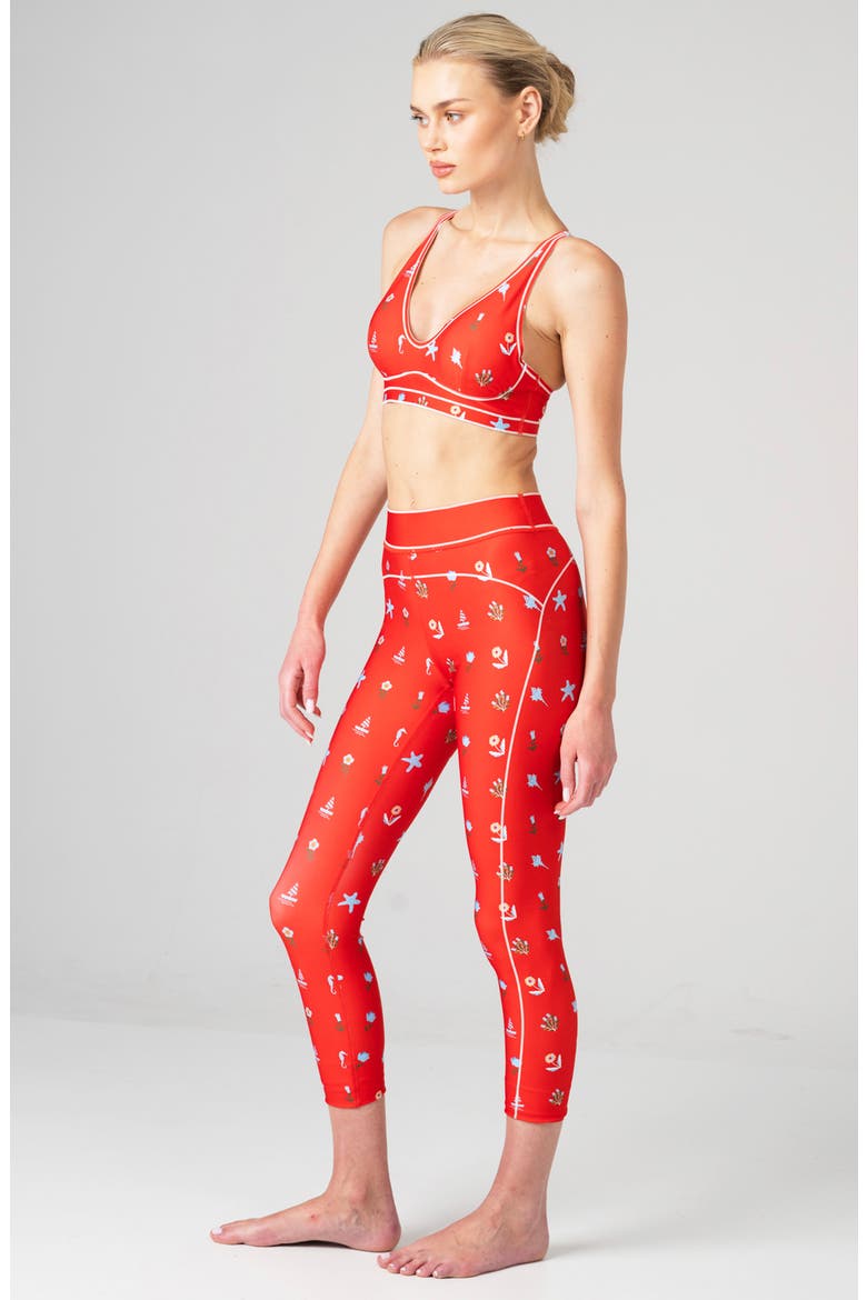 Red Tides High-Waisted 7/8 Leggings, Alternate, color, Red
