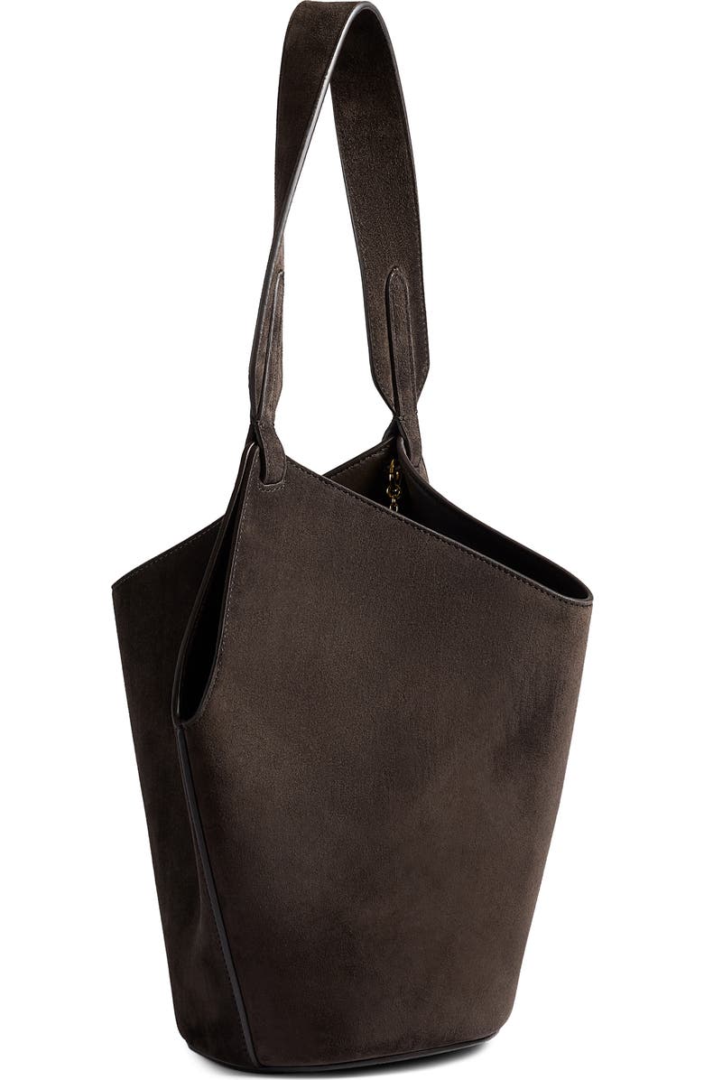 Khaite Mini Lotus Suede Top Handle Bag, Alternate, color, Dark Brown 950