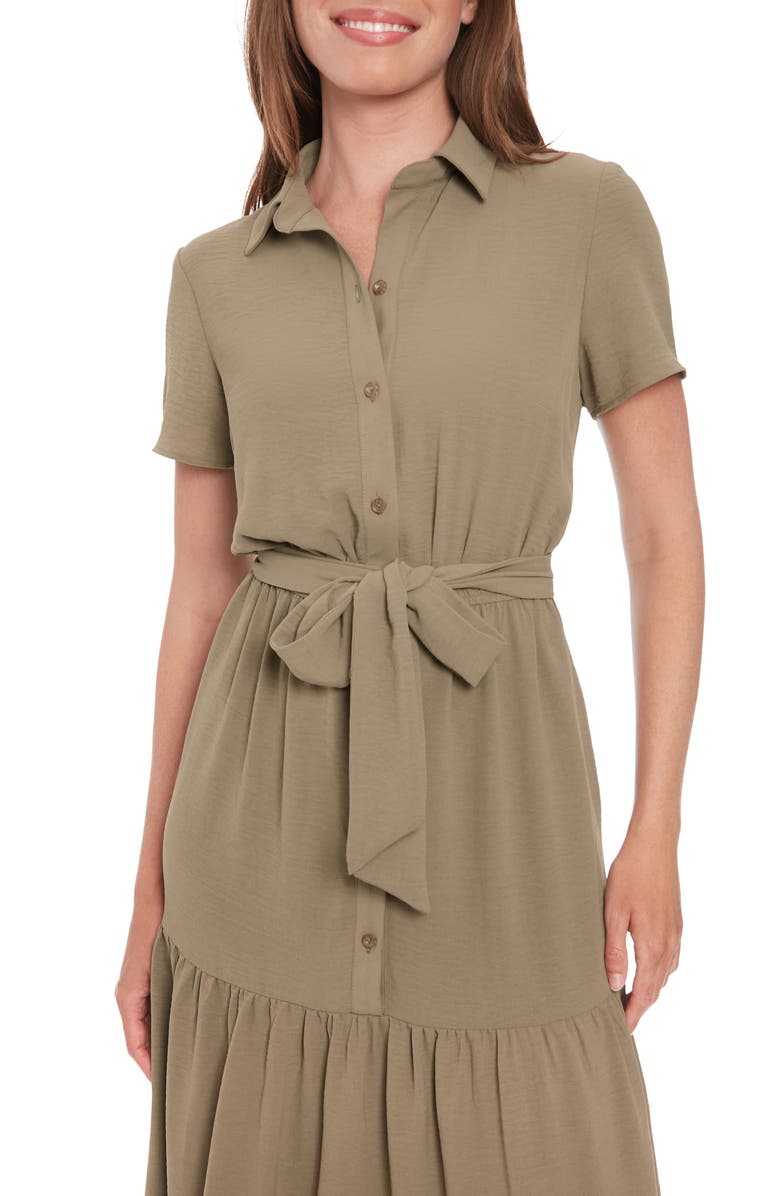 London Times Short Sleeve Tiered Shirtdress, Alternate, color, 