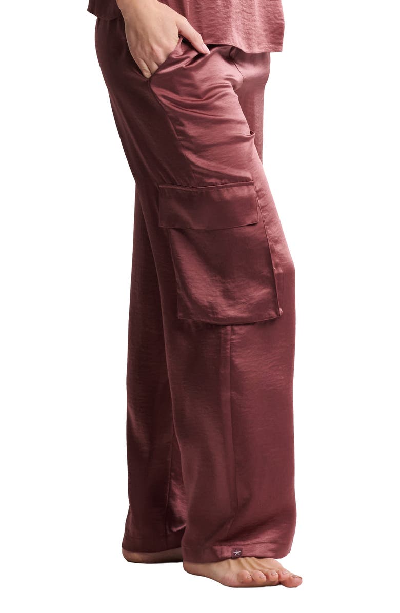 Barefoot Dreams<sup>®</sup> Liquid Satin Wide Leg Cargo Pants, Alternate, color, Canyon Rose