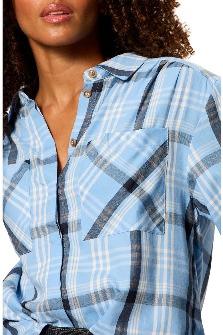 Colette Plaid Button-Up Shirt, Alternate, color, BLUE BIRD