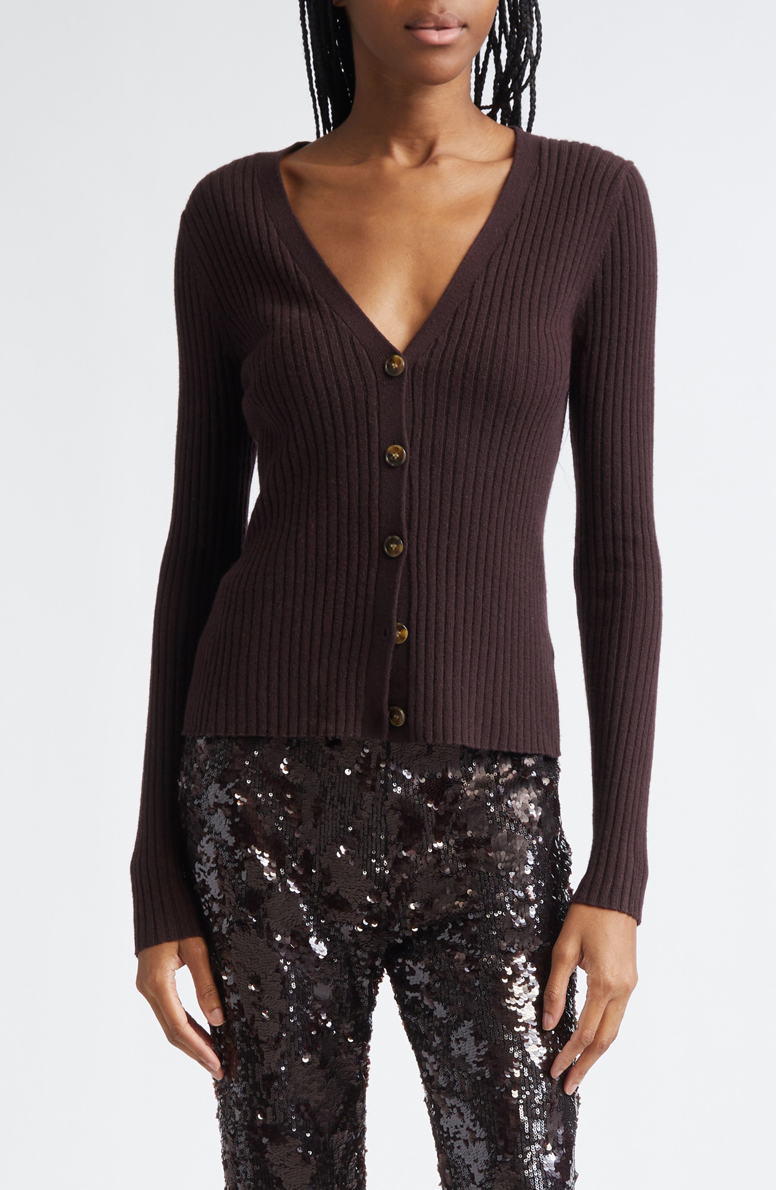 Veronica Beard Thelma Cashmere Rib Cardigan