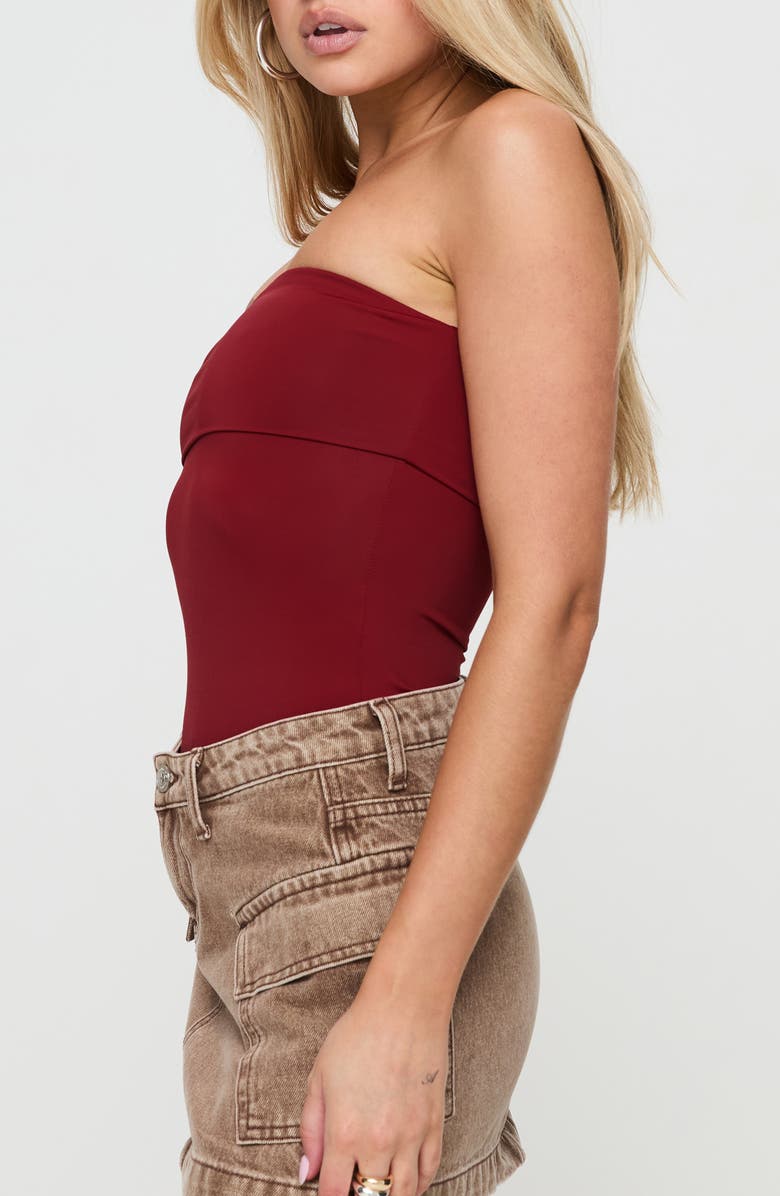 Princess Polly Niner Strapless Bodysuit, Alternate, color, Burgundy