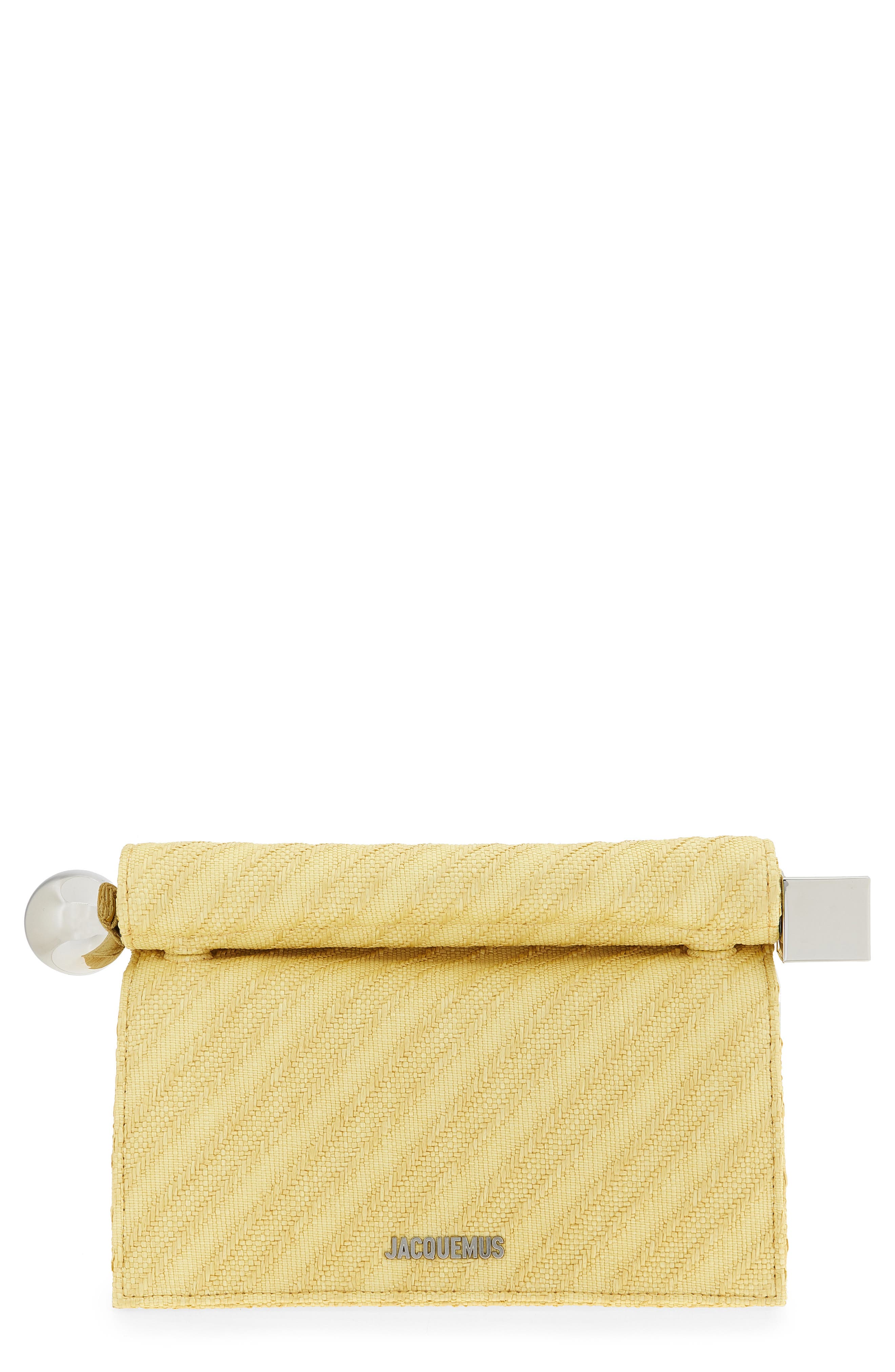 Jacquemus La Pochette Rond Carré Canvas Clutch, Main, color, Light Yellow