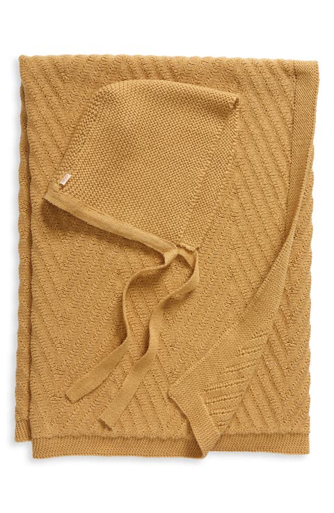 Panache Organic Cotton Baby Blanket & Bonnet Gift Set