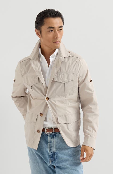 Lightweight water-resistant techno cotton unlined safari jacket