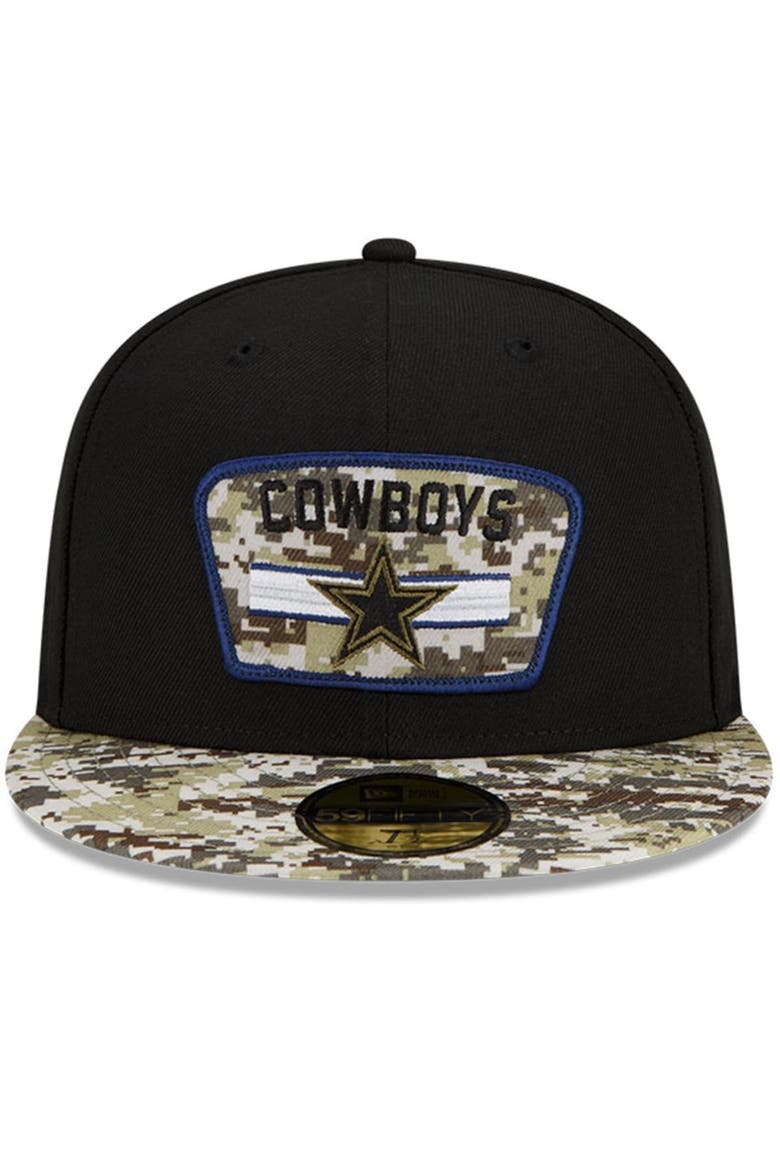 Men's New Era Black/Camo Dallas Cowboys 2021 Salute To Service 59FIFTY Fitted Hat, Alternate, color, BLACK
