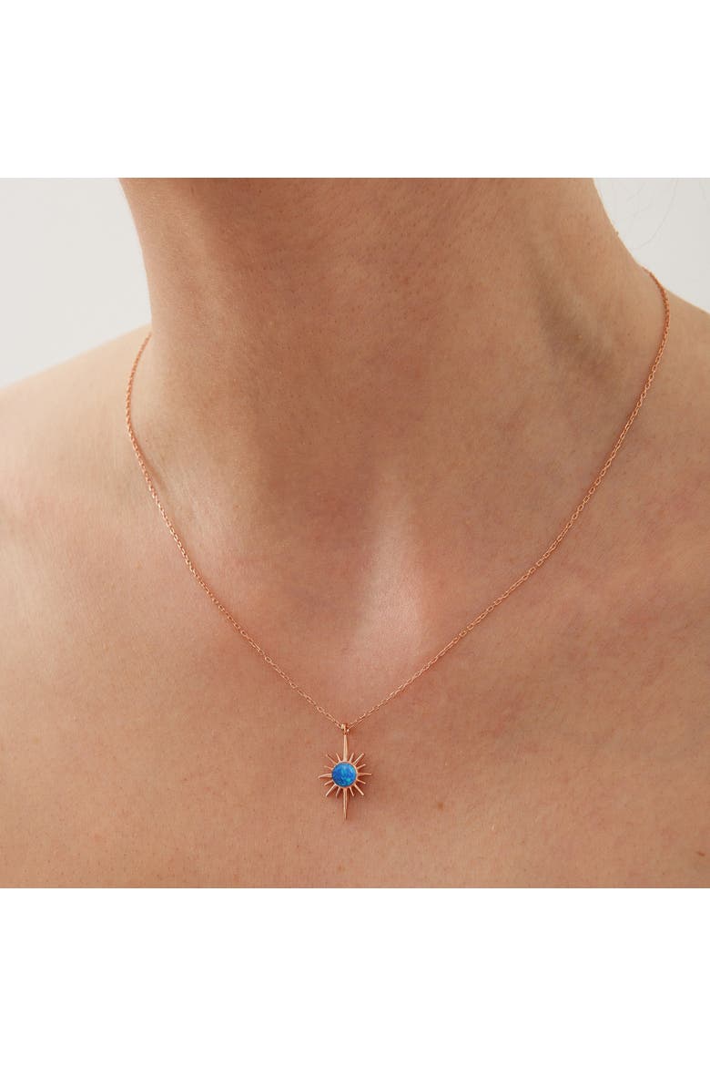 Blue Opal Northernstar Sterling Silver Pendant Necklace, Alternate, color, Rose gold