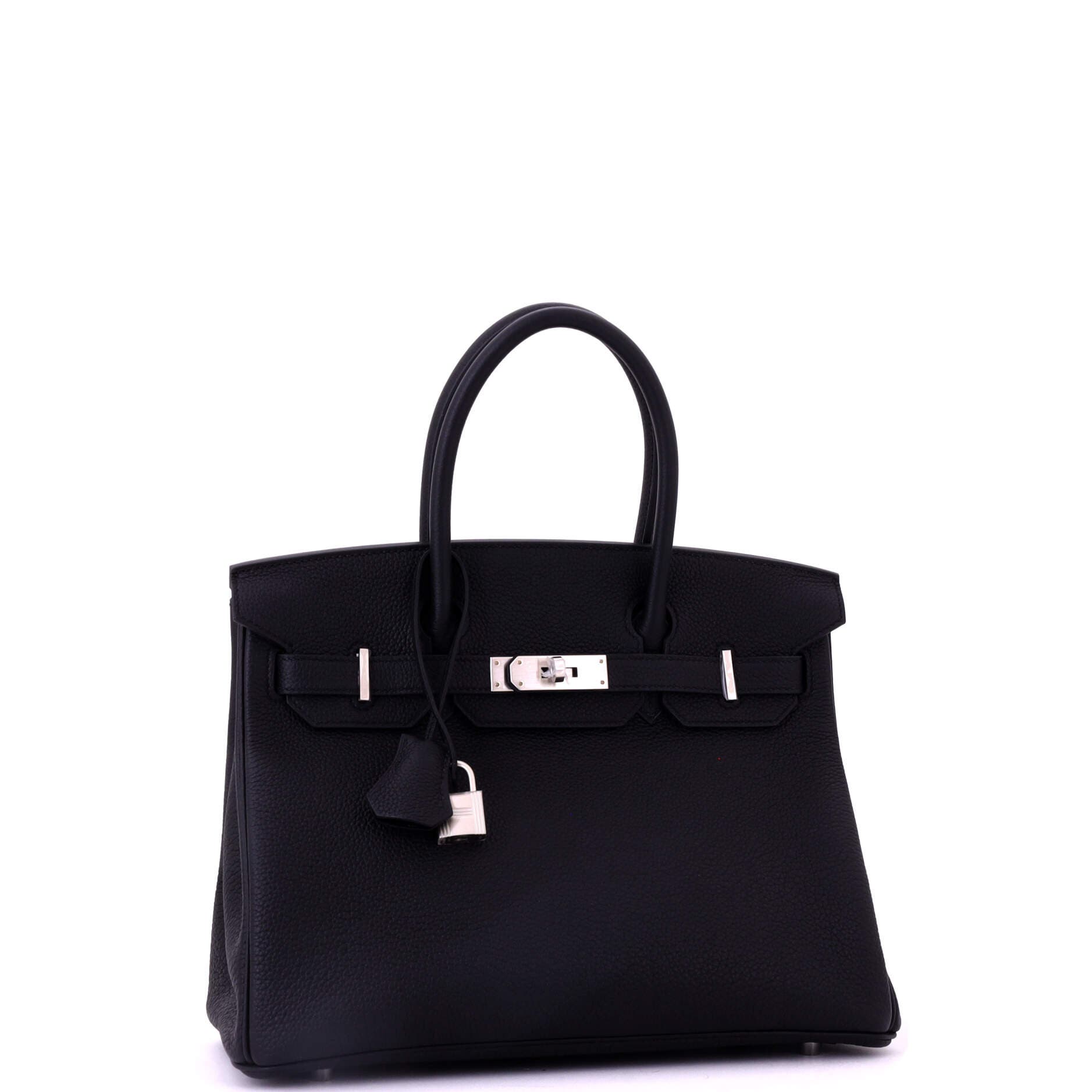 Pre-Owned Hermes Birkin Handbag Black Togo with Brushed Palladium Hardware 30, Alternate, color, Noir
