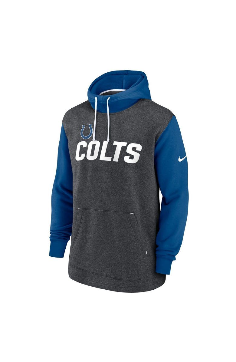 Nike Men's Nike Heathered Charcoal/Royal Indianapolis Colts Surrey Legacy Pullover Hoodie, Alternate, color, 