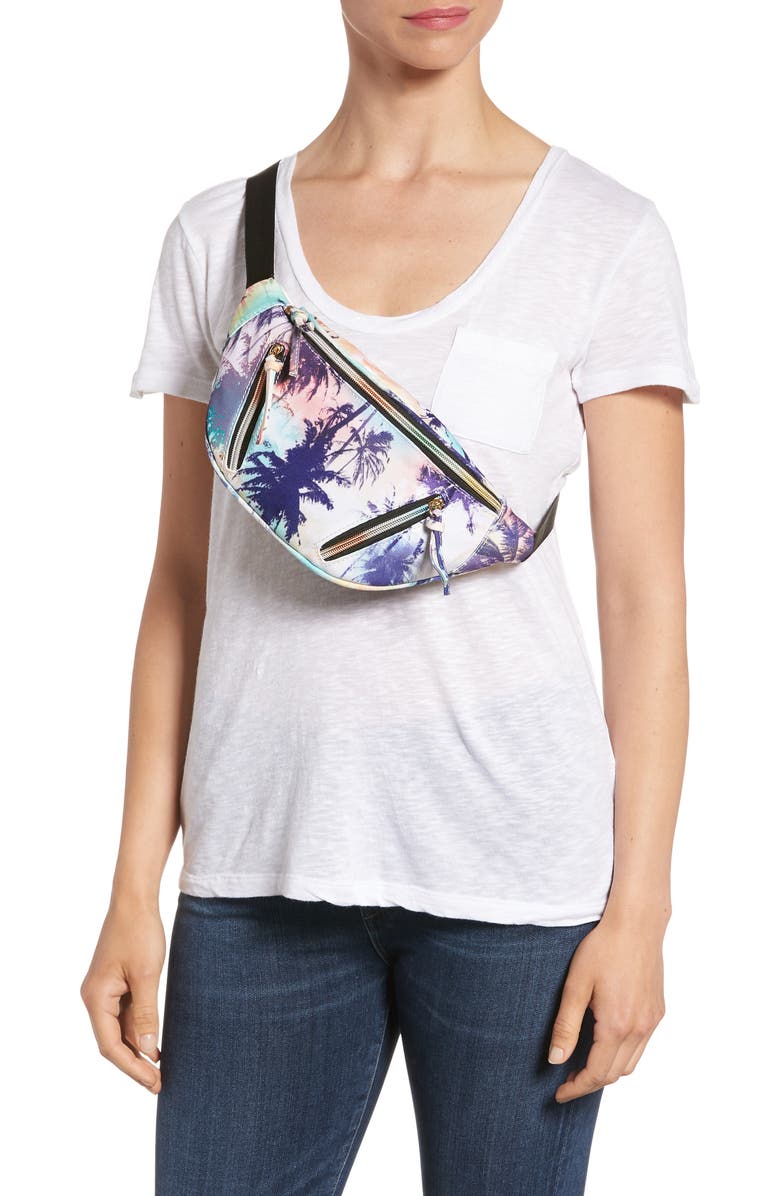 Yoki Bags Palm Print Canvas Belt Bag, Alternate, color,