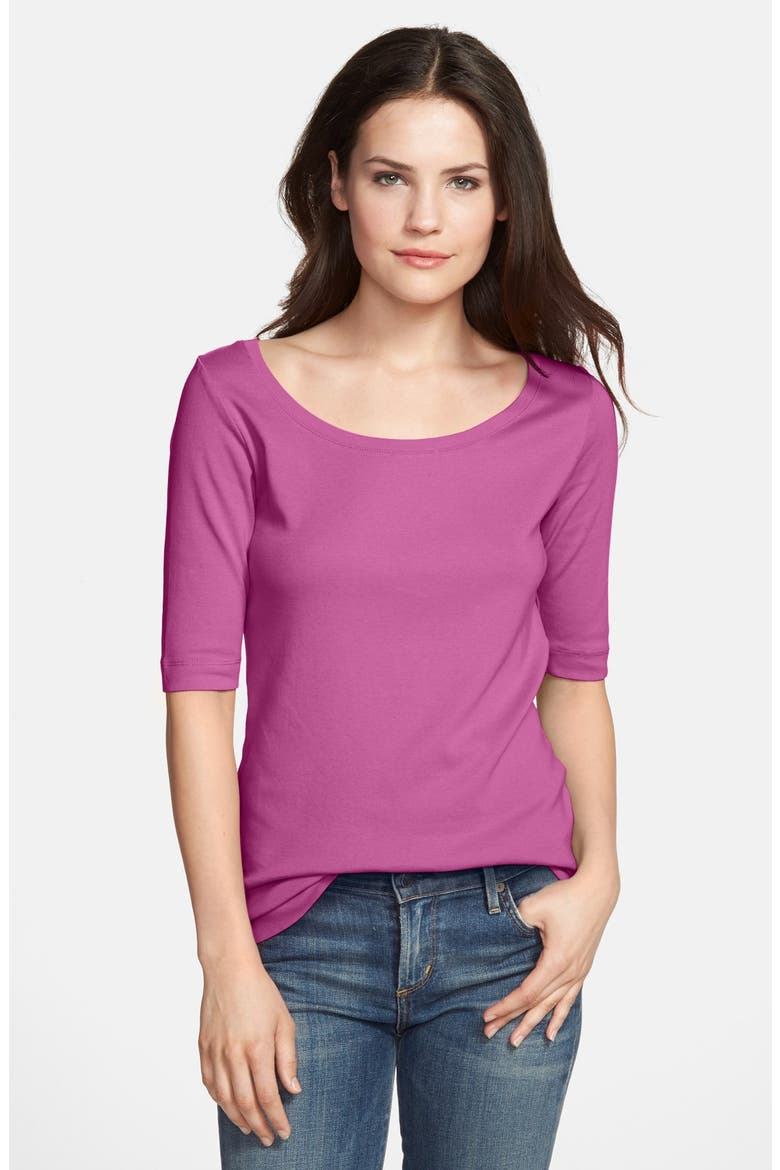 Ballet Neck Tee, Main, color, PINK SURPRISE