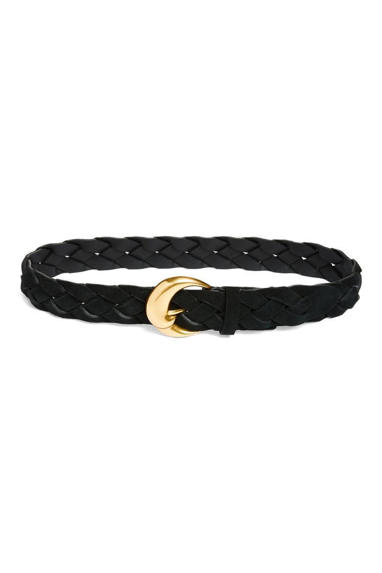 Woven Suede Belt, Main, color, N0000 BLACK