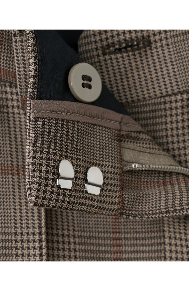 MANGO Check High Rise Straight Leg Pants, Alternate, color, Brown