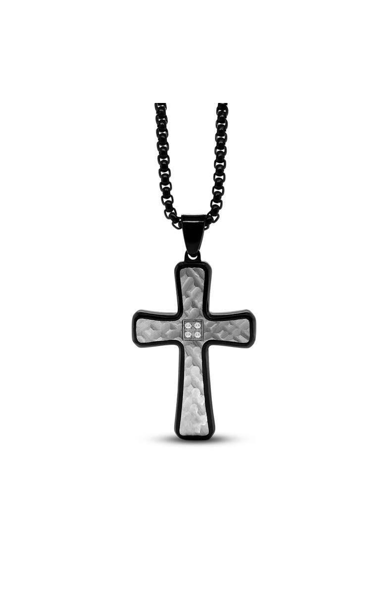 Anna Zuckerman Argyle Cross Necklace, Main, color, Platinum