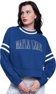 STARTER Women's Starter  Blue Toronto Maple Leafs Power Play Cropped Pullover Sweatshirt