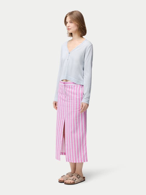 Gobi Mongolian Cashmere Lightweight Cashmere Silk Cardigan In Ice Flow