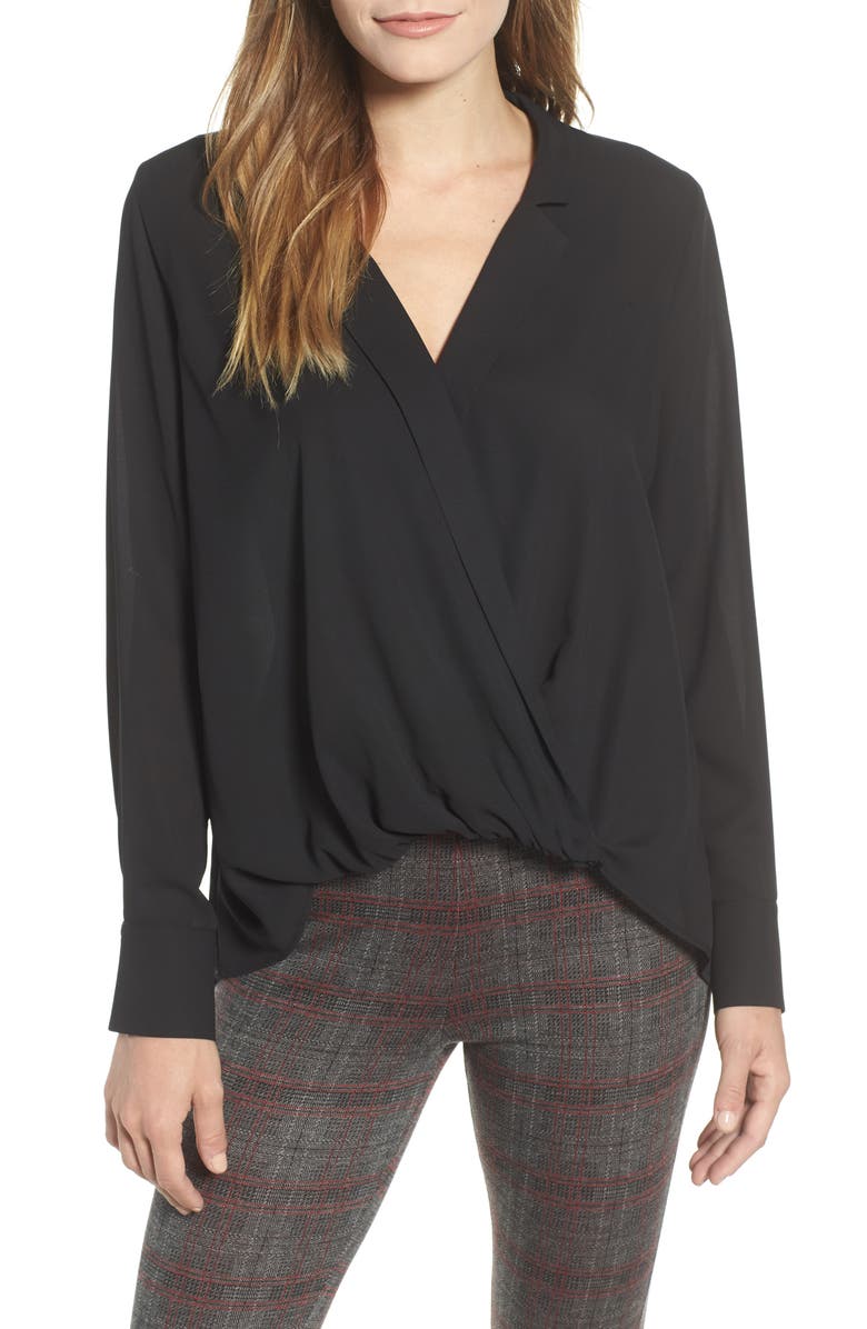 GIBSONLOOK Gibson Surplice Drape Front Blouse, Main, color, 
