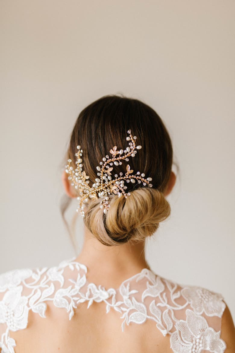 Indie Bridal Comb, Alternate, color, Gold